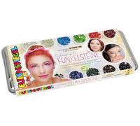 Eulenspiegel 212295 - Pietre glitterate per il viso, tavolozza in metallo, 12 sassi glitterati da 2,5 g e accessori, per feste e carnevale