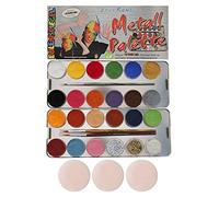 Eulenspiegel 224205 - Trucco Professionale Acqua, 21 Colori, 3 Glitter, 3 pennelli Professionali, Palette in Metallo
