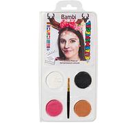 Eulenspiegel Gufo - Set di specchietti con motivo Bambi | Con pennello e istruzioni, colori per trucco per circa 40 maschere, per Carnevale e feste a tema