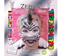 Eulenspiegel Motivo-Set Zebra, Kit Trucchi Con Schmink-Anleitung, 1 Pennello