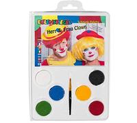 Eulenspiegel 206331 - Palette trucco Mr e Mrs Clown, 6 colori da 3,5 ml, 1 pennello, 1 istruzioni, colori per il trucco