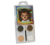 Eulenspiegel - Set di trucco a tema Lupo mannaro, 4 colori | Con pennelli e istruzioni, colori per trucco per circa 40 maschere, per Carnevale e feste a tema
