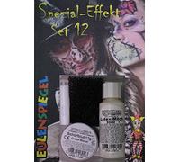 Eulenspiegel - Set di trucco per effetti speciali 12 | Latte di lattice 30 ml, Mastix-Sensitive 2 ml, sangue finto e spugna per barba incolta, per Halloween ed effetti horror