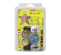Eulenspiegel - Set per tatuaggi glitterati Best of | 2 x 2 g, 1 x 6 g di glitter con stencil e altri accessori, per Carnevale, Halloween e feste a tema