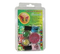 Eulenspiegel - Set per tatuaggi glitterati Butterfly | 2 x 2 g, 1 x 6 g di glitter con stencil e altri accessori, per Carnevale, Halloween e feste a tema