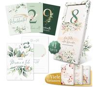 EULENTALER® Biglietti miliari per bambini, disegnati da educatori, set di carte miliari come regalo per nascita e baby shower, 48 biglietti con confezione regalo per ragazzi e ragazze, colore verde