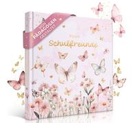 EULENTALER Il libro degli amici della scuola per ragazze, farfalle, disegnato da educatori, farfalle e fiori dipinti a mano, regalo per l'inizio della scuola, goffratura oro, libro degli amici della