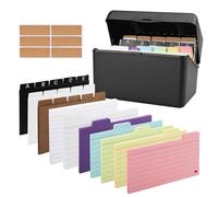 Euleryoo Flashcards,Flash Card Cartoncini, Multicolore Carte Indice Schede Record Include 230 Cartoncini Colorati a Righe 15 Registri 6 Anelli 6 Adesivi per l'Apprendimento in Ufficio a Scuola