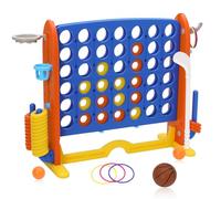 EULEUY Gioco 4 in 1 Forza 4 Gigante, Giochi Giganti con 42 Anelli Giganti, Basket, Golf e Cursori ad Avvio Rapido, Grande Gioco da Tavolo per Interni ed Esterni per Bambini e Adulti.