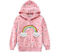 EULLA, Felpa con cappuccio a maniche lunghe per bambini/ragazzini, con cerniera, motivo unicorno, in cotone, taglie: 92, 98, 104, 110, 116, 122, 116