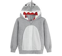 Eulla - Felpa con cappuccio e zip per bambini/ragazzini, con cappuccio a dinosauro, a maniche lunghe, in cotone, con motivo escavatore, taglie: 92, 98, 104, 110, 116, 122, 122