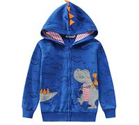 Eulla - Felpa con cappuccio e zip per bambini/ragazzini, con cappuccio dinosauro, a maniche lunghe, in cotone, motivo: escavatore, con cerniera, taglie: 92, 98, 104, 110, 116, 122, 116