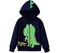 Eulla - Felpa con cappuccio e zip per bambini/ragazzini, con cappuccio dinosauro, a maniche lunghe, in cotone, motivo: escavatore, con cerniera, taglie: 92, 98, 104, 110, 116, 122, 122