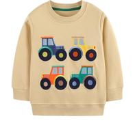 EULLA - Maglione da bambino/ragazzino con dinosauro, ruspa, trattore, pianeti, a maniche lunghe, in cotone, per l'inverno, taglie: 1-7 anni, 92, 98, 104, 110, 116, 122, 98