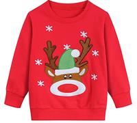 EULLA Maglione pullover sweatshirt natalizio per bambini maschi e femmine outfit natalizio maglione natalizio Christmas Xmas renna Babbo Natale abbigliamento natalizio 92 98 104 110 116 122, 98