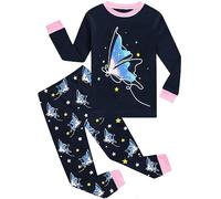EULLA Pigiama invernale per bambini e bambine, set di pigiama invernale con unicorno, sirena, farfalla, coccinella, giraffa, gufo, principessa, a maniche lunghe, in cotone, 2 pezzi, biancheria da