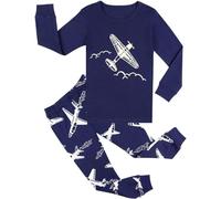 EULLA - Pigiama per bambini a maniche lunghe in cotone, motivo: auto dei pompieri, dinosauro, escavatore, trattore, treno. Set di biancheria da notte a due pezzi, 1-7 anni, taglie: 92, 98, 104, 110