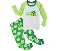 EULLA - Pigiama per bambini a maniche lunghe in cotone, motivo: auto dei pompieri, dinosauro, escavatore, trattore, treno, set di biancheria da notte a due pezzi, 1-7 anni, taglie: 92, 98, 104, 110
