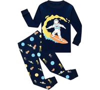 EULLA - Pigiama per bambini a maniche lunghe in cotone, motivo: auto dei vigili del fuoco, dinosauro, escavatore, trattore, treno, biancheria da notte a due pezzi, 1-7 anni, taglie: 92, 98, 104, 110