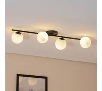 Euluna Plafoniera Glassy, a 4 luci, lineare, nero/opale Euluna