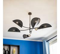 Euluna Plafoniera Lotus, nero/oro, a 6 luci Euluna