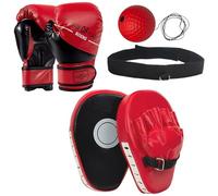 EUMAYES 3 in 1 Set di guantoni da boxe bambino con Tappetini da boxe, Palline di reazione per la boxing, Set di Guanti da Boxe per Bambini per allenamento Kickboxing, MMA, Muay Thai