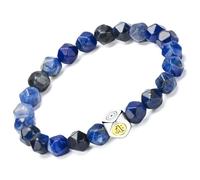 EUMENIDES Bracciale elastico in ossidiana e occhio di tigre, con cristalli a forma di diamante, 8/10 mm, 7,8 pollici, unisex, 8MM(7.5IN), Pietra Metallo, Ametista ossidiana occhio di tigre