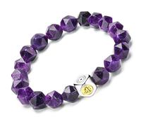 EUMENIDES Bracciale elastico in ossidiana e occhio di tigre, con cristalli a forma di diamante, 8/10 mm, 7,8 pollici, unisex, 8MM(7.5IN), Pietra Metallo, Ametista ossidiana occhio di tigre