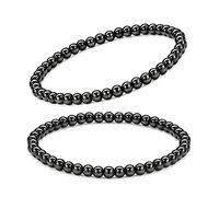 EUMENIDES Bracciale magnetico per uomo e donna, 2 pezzi, braccialetto ematite antistatico, bracciale, Adjustable (6.5 - 7.5 inches), Magnete, Magnetico