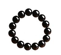 EUMENIDES Bracciale Nero Ossidiana, Bracciale Nero, 4/6/8/10/12mm, Lucido Nero Puro (12MM)