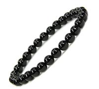 EUMENIDES Bracciale Ossidiana Nero, 4/6/8/10/12mm, Lucido Puro (8MM)