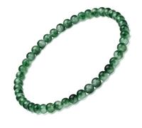 EUMENIDES Braccialetto da donna con gemme naturali, 4/6MM, tormalina, cristallo, agata, calcedonio, pietra di conchiglia, braccialetto elastico con perline (erba acquatica verde fiorita, 4MM)