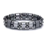 EUMENIDES Braccialetto magnetico in ematite, braccialetto magnetico colorato, 6 mm, set da 2, elimina l'elettricità statica, potenti braccialetti magnetici, Misura unica