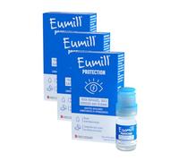 EUMILL | Protezione | Collirio lubrificante e idratante | Occhi stanchi, secchi e affaticati da schermo | Senza conservanti | Compatibile con lenti a contatto | Confezione da 3 flaconi da 10 ml