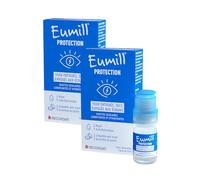 EUMILL | Protezione | Collirio lubrificante e idratante | Occhi stanchi, secchi e affaticati da schermo | Senza conservanti | Compatibile con lenti a contatto | Confezione da 2 flaconi da 10 ml