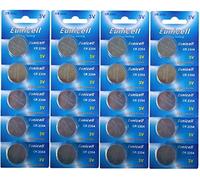 Eunicell 20 pile a bottone CR2354 senza scanalatura di approfondimento, 3 V, al litio (4 blister da 5 batterie) monouso