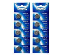 Eunicell CR 1632 Batteria a bottone, al litio, 3 V, 120 mAh, 10 pezzi (2 blister da 5 batterie)