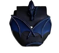 Eunmsi Dragon Embrace Borsa a tracolla in pelle naturale, borsa in pelle di drago fatta a mano, borsa a tracolla grande da donna unica, Nero , As Show