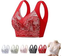 Eunmsi Shirem Bra,Reggiseni correzione postura,Shirem Reggiseno a copertura completa, reggiseno correzione postura per anziani, senza ferretto, Rosso, XXXXL
