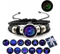 Eunmsi Zodiac Signs Spirit Bracelet, Manifestation Bracelet,Multilayer Adjustable Twelve Constellation Zodiac Leather Bracelets, Spirilet Bracelet Zodiac Manifestation (Pisces)