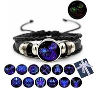Eunmsi Zodiac Signs Spirit Bracelet, Manifestation Bracelet,Multilayer Adjustable Twelve Constellation Zodiac Leather Bracelets, Spirilet Bracelet Zodiac Manifestation (Aquarius)