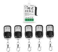 EunnacoTop 433 Mhz wireless interruttore del telecomando CC 12V 1 Canali Relè Ricevitore con 5 Trasmettitore,Potenziale-libero contatti Relè Controller per LED/cancelli/serrature elettromagnetiche