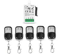 EunnacoTop Telecomando interruttore luce ricevitore relè senza fili 1 Canali 220V 230V 433 MHz RF con 5 trasmettitore,modalità interruttore on/off lampada per Luci/Ventilatore/Apriporta