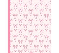 Eunoia - Pink Bow Coquette Composition Notebook by Beausk: 7.5 x 9.25 Inch, 120 Pages College Ruled | Aesthetic Pink Ribbon & Heart Pattern Journal ... Writing | Balletcore Soft Girl Stationery