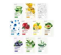 Eunyul Maschera in tessuto naturale Confezione Maschera Coreana Aloe, Collagene, Perla, Ialurone, Avocado, Melograno, Vitamina, Mirtillo, Tè Verde, Cetriolo, Confezione da 10