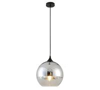 Euone_Clothes Lampadario a Sospensione con Sfera in vetro Semi Placcato, Lampada a Sospensione da Soffitto Moderna Semplice per Cucina Sala da pranzo Camera da letto (Argento, 20cm)