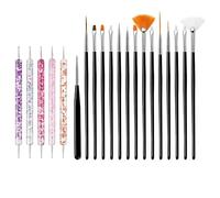 Eupneicu 15 + 5 Pezzi Pennelli Nail Art, Pennelli Unghie Professionali Set, Nail Art Pennelli Per Unghie Salone Casa Manicure Diy Donne