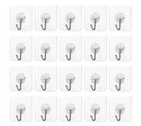 Eupneicu Ganci Adesivi [20 Pezzi], Trasparenti Autoadesivo Gancio, Trasparenti Gancio Autoadesivo Bagno Da Parete, Per Cappotti Sciarpe Asciugamani Borse Chiavi In Bagno Cucina Ufficio