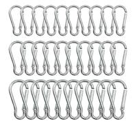Eupneicu Set Di 30 Moschettoni, 3 Dimensioni-41mm/46mm/59mm, Clip Gancio A Molla Fibbia Appesa, Moschettone Per Amache, Campeggio, Pesca, Tende Da Sole [Argento]