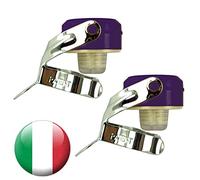 Euposia - Made in Italy - Set 2 Pezzi - Stopper Universale Vino & Champagne con BLOCKWAF System Fino a 6 ATM. - in Acciaio Cromato - Modello 1920 Viola (Purple) con Aletta Inox -